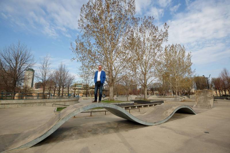 Mike Deal / Winnipeg Free Press
                                Bob Somers was one of the key designers The Plaza skatepark at The Forks. See Alison Gilmore story 230510 - Wednesday, May 10, 2023.
