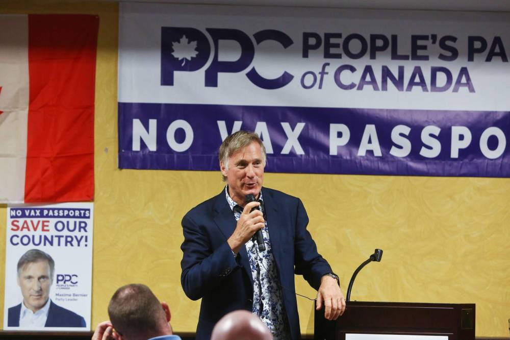 MIKE DEAL / WINNIPEG FREE PRESS FILES
Bernier is a former Conservative cabinet minister who formed the People’s Party of Canada in 2018.