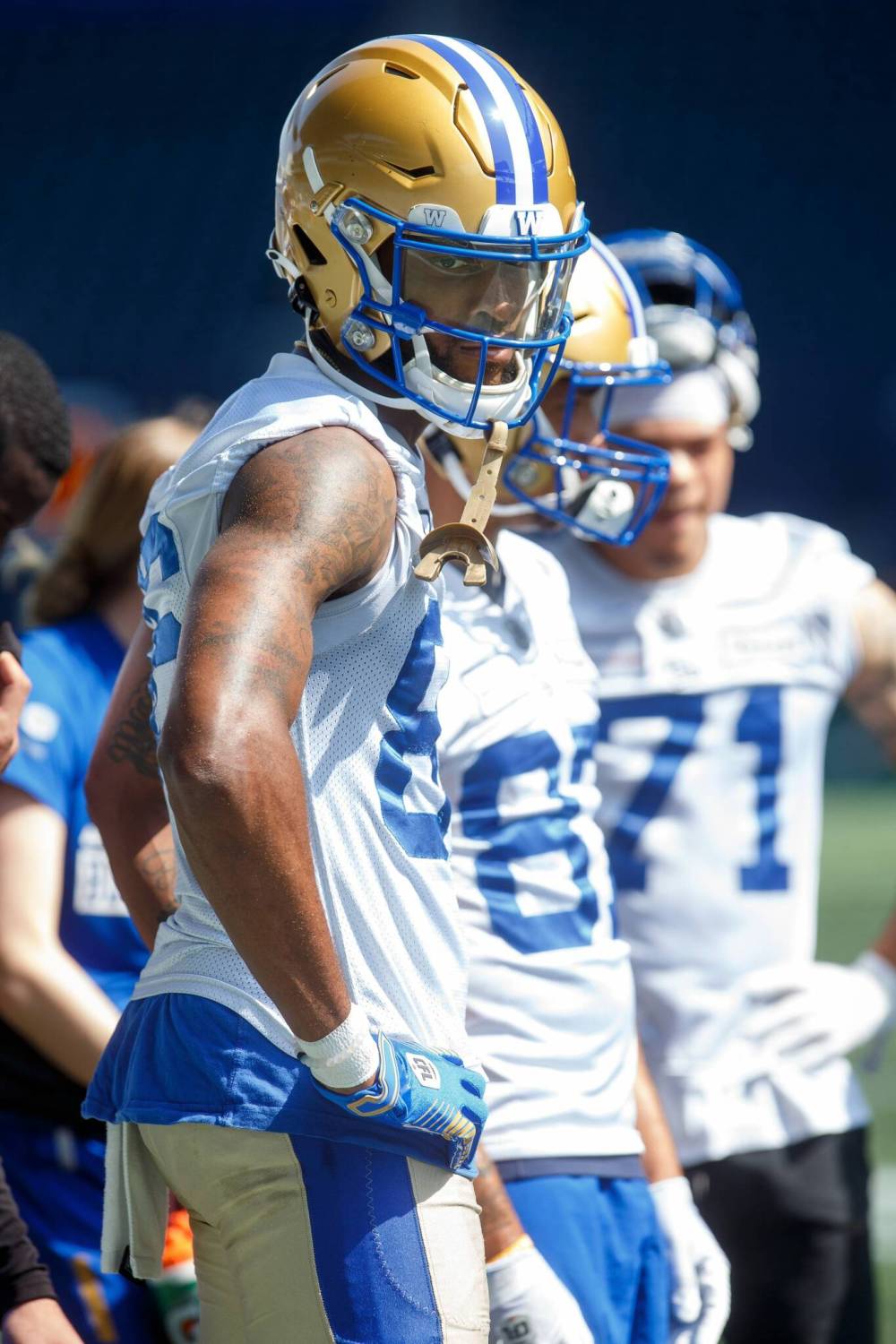 Mike Deal / Winnipeg Free Press
Winnipeg Blue Bombers Carlton Agudosi (86) during rookie camp at IG Field Wednesday morning.