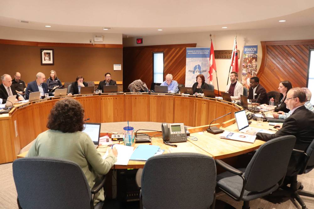 A pair of Brandon School Division trustees applauded a presentation Monday seeking to ban certain books that feature LGBTTQ+ content from its libraries. (Kyle Darbyson / The Brandon Sun)