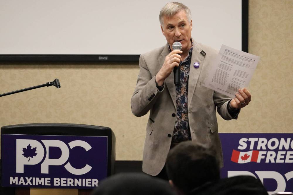 People’s Party of Canada leader Maxime Bernier will be in Portage la Prairie Friday to officially announce he will be the party’s candidate in the Tory stronghold of Portage—Lisgar. (Kyle Darbyson / The Brandon Sun files)