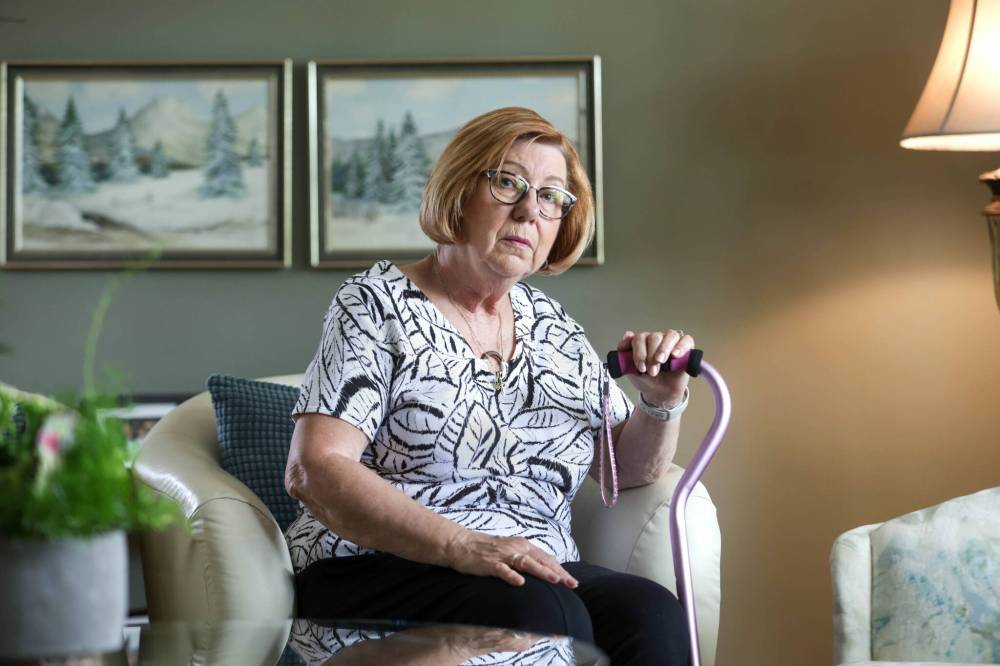 RUTH BONNEVILLE / WINNIPEG FREE PRESS
                                Judith Perras, a retired health-care worker, suffers chronic pain from a back injury and regularly visits the Pain Care program at HSC. She’s been a patient there for five years, but was told yesterday there’s a significant backlog due to increased demand. Instead of a regular appointment, she’s been placed on a will-call list in case someone else cancels.