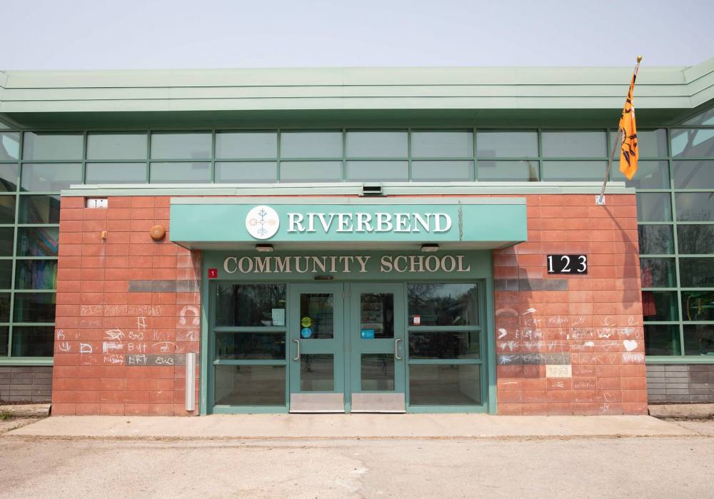 JESSICA LEE / WINNIPEG FREE PRESS FILES
On the weekend, Riverbend Community School’s Pride flag was torn from its mooring and stolen, with a letter containing homophobic statements and claiming responsibility left behind.