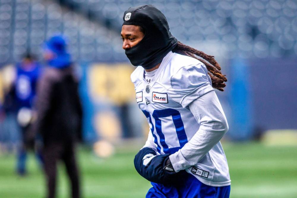 MIKAELA MACKENZIE / WINNIPEG FREE PRESS FILES
The Bombers transferred return specialist Janarion Grant to the suspended list early Wednesday morning.