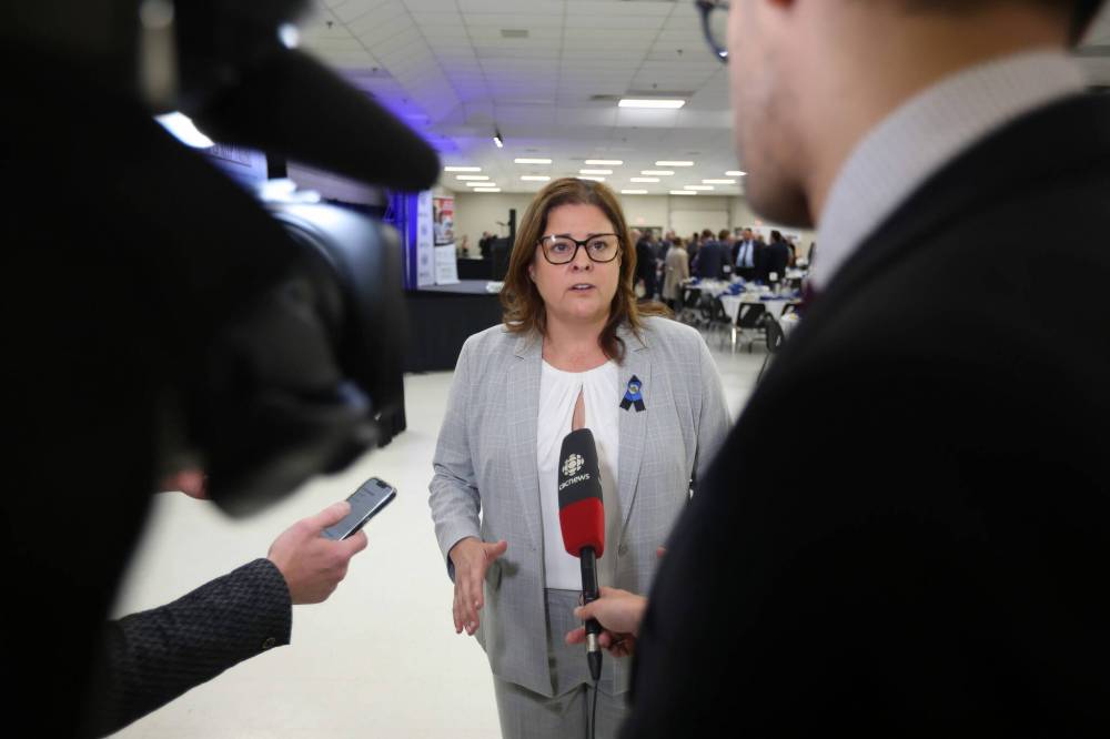 (Tim Smith / The Brandon Sun)
Many of Premier Stefanson’s partisan comments to the Brandon Chamber of Commerce gathering echoed those made to the Winnipeg Chamber of Commerce in December, touching on subjects such as taxation and Manitoba Hydro.