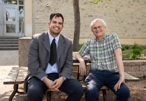 JESSICA LEE / WINNIPEG FREE PRESS
                                Actor Kevin Ramberran (left) and director George Toles were both gripped by the power of playwright Arthur Miller&rsquo;s All My Sons.