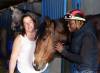 George Williams / Winnipeg Free Press
                                Trainer Lise Pruitt and jockey Antonio Whitehall with Crowned Royal, one of the horses that helped them both score hat tricks Tuesday night at Assiniboia Downs.