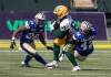JASON FRANSON / THE CANADIAN PRESS
                                Winnipeg Blue Bombers’ Abu Daramy-Swaray (38) and Souleymane Karamoko (42) tackle Edmonton Elks’ Maurice Ffrench (88) during the second half.