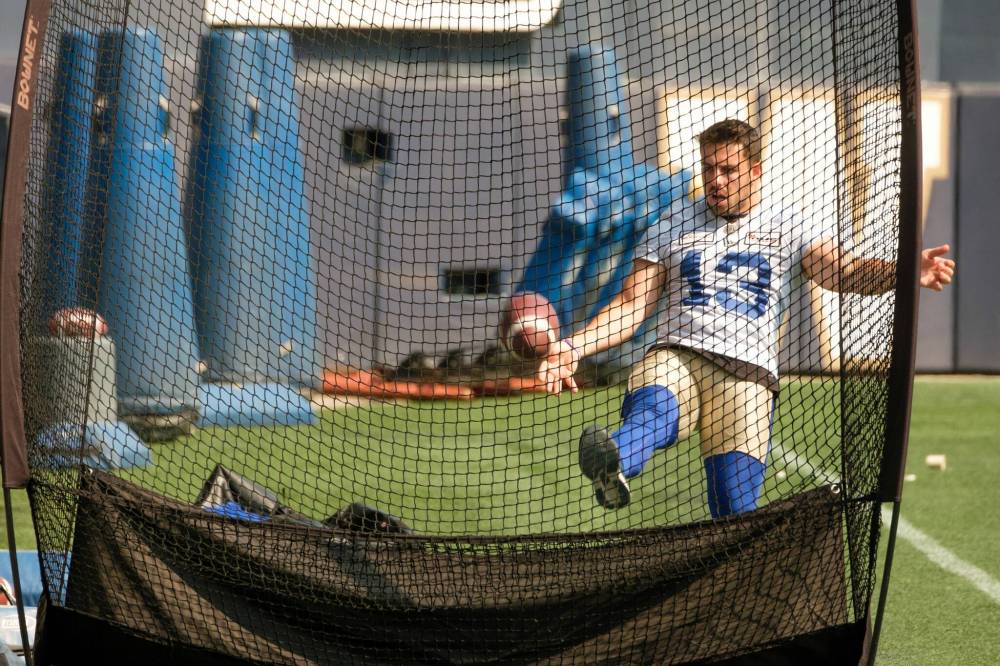 Mike Deal / Winnipeg Free Press
Incumbent Blue Bombers punter Marc Liegghio (above) is competing with Global players Jamieson Sheahan and Karl Schmitz for a spot in the team’s roster.