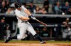 New York Yankees' DJ LeMahieu hits a two-run home run during the sixth inning of a baseball game against the Oakland Athletics, Monday, May 8, 2023, in New York. (AP Photo/Frank Franklin II)