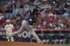 Houston Astros relief pitcher Framber Valdez (59) throws during the first inning of a baseball game against the Los Angeles Angels in Anaheim, Calif., Tuesday, May 9, 2023. (AP Photo/Ashley Landis)