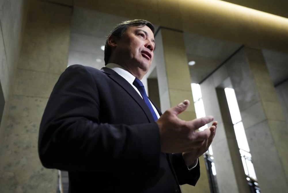Conservative MP Michael Chong speaks to reporters on Parliament Hill in Ottawa on Wednesday, May 3, 2023. MPs are set to vote this afternoon on whether to have the a parliamentary committee examine if MP Michael Chong's parliamentary rights were breached by what Canada's spy agency alleged says was a plot by China to target him. THE CANADIAN PRESS/Sean Kilpatrick
