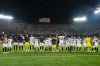 Sevilla players celebrate at the end of the Europa League quarter finals second leg soccer match between Sevilla and Manchester United, at the Ramon Sanchez Pizjuan stadium in Seville, Spain, Thursday, April 20, 2023. (AP Photo/Jose Breton)