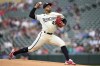 Minnesota Twins starting pitcher Pablo Lopez delivers during the first inning of the team's baseball game against the San Diego Padres, Wednesday, May 10, 2023, in Minneapolis. (AP Photo/Abbie Parr)