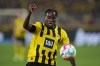 FILE - Dortmund's Jamie Bynoe-Gittens controls the ball during the German Bundesliga soccer match between Borussia Dortmund and TSG 1899 Hoffenheim in Dortmund, Germany, Friday, Sept. 2, 2022. Borussia Dortmund's promising English winger Jamie Bynoe-Gittens will play no part in his team's challenge for the Bundesliga title after he needed shoulder surgery, coach Edin Terzic said Thursday, May 11, 2023. (AP Photo/Martin Meissner, File)