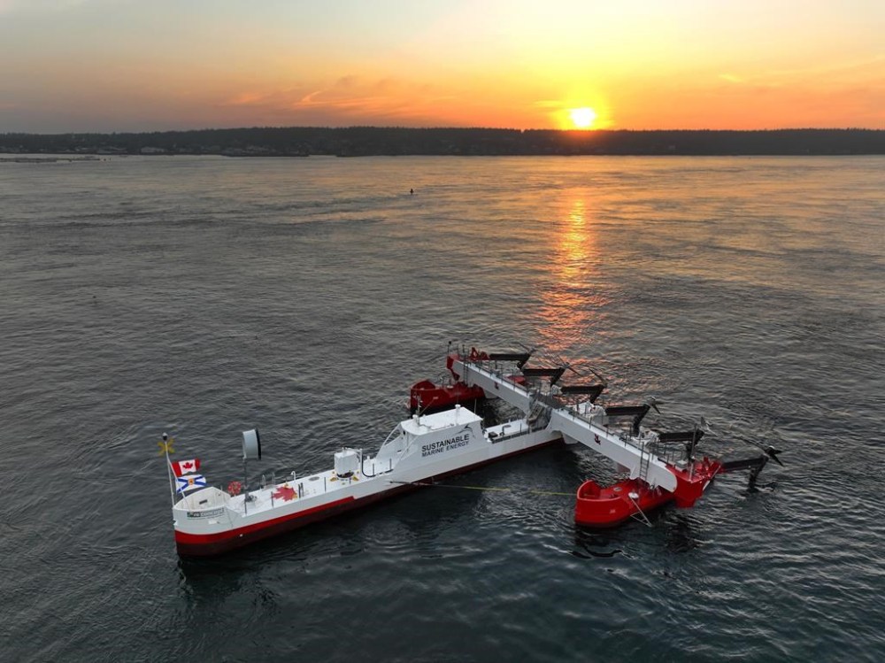 Turbines to create power in the Bay of Fundy are shown in a handout photo. A proponent to create power from the Bay of Fundy's massive tides is winding up operations due to what it says are excessive regulatory hurdles from the federal Fisheries Department. THE CANADIAN PRESS/HO-Sustainable Marine Energy Canada Ltd. **MANDATORY CREDIT**