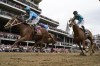 Javier Castellano celebrates after riding Mage to win the 149th running of the Kentucky Derby horse race at Churchill Downs Saturday, May 6, 2023, in Louisville, Ky. (AP Photo/Jeff Roberson)