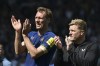 Newcastle's Dan Burn and head coach Eddie Howe applaud at the end of the English Premier League soccer match between Leeds United and Newcastle United at Elland Road in Leeds, England, Saturday, May 13, 2023. The match ended tied 2-2. (AP Photo/Rui Vieira)