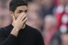 Arsenal's manager Mikel Arteta reacts during the English Premier League soccer match between Arsenal and Brighton and Hove Albion at Emirates stadium in London, Sunday, May 14, 2023. (AP Photo/Kirsty Wigglesworth)