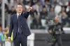 Juventus' coach Massimiliano Allegri gives instructions during the Serie A soccer match between Juventus and Cremonese at the Allianz Stadium in Turin, Italy, Sunday May 14, 2023. (Tano Pecoraro/LaPresse via AP)