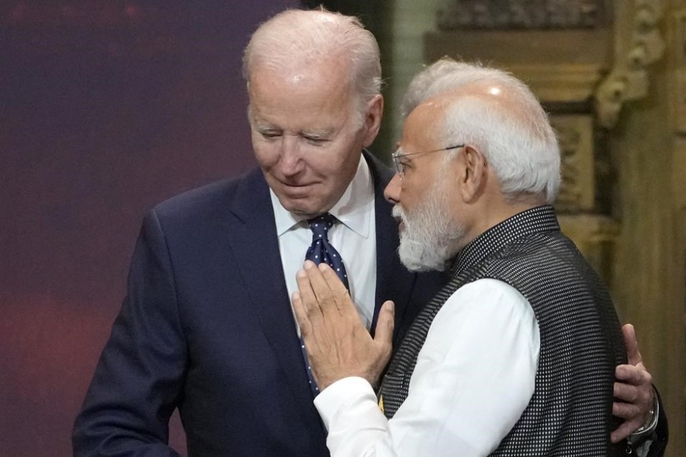 FILE - U.S. President Joe Biden, left, and India Prime Minister Narendra Modi talks during the G20 leaders summit in Nusa Dua, Bali, Indonesia, Nov. 15, 2022. Biden has made it a mission for the U.S. to build friendships overseas, and the next few weeks will offer a vivid demonstration of the importance he’s placing on a relationship with Modi. (AP Photo/Dita Alangkara, Pool, File)