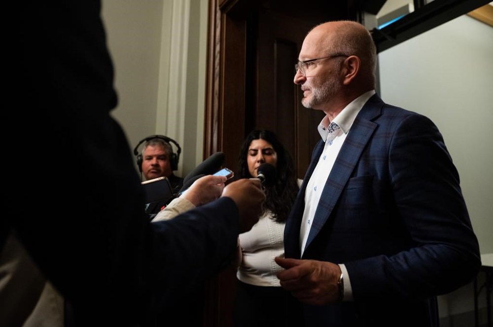 David Lametti, Minister of Justice and Attorney General of Canada, speaks to reporters after a caucus meeting on Parliament Hill in Ottawa, on Wednesday, May 10, 2023. THE CANADIAN PRESS/Spencer Colby
