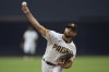 San Diego Padres starting pitcher Michael Wacha works against a Kansas City Royals better during the first inning of a baseball game Monday, May 15, 2023, in San Diego. (AP Photo/Gregory Bull)