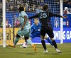 CF Montreal goalkeeper Jonathan Sirois eyes the ball as CF Montreal's Gabriele Corbo tries to stop New York Red Bulls midfielder Cristian Casseres Jr. as CF Montreal's Gabriele Corbo defends during second half MLS action in Montreal on Saturday, April 22, 2023. Major League Soccer's most in-form team will meet its top home club on Wednesday when CF Montreal visits Cincinnati FC. THE CANADIAN PRESS/Allen McInnis