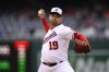 FILE -Washington Nationals starting pitcher Anibal Sanchez in action during the first baseball game of a doubleheader against the Philadelphia Phillies, Saturday, Oct. 1, 2022, in Washington. Right-hander Aníbal Sánchez, an 11-game winner for the Washington Nationals when they won the 2019 World Series, is retiring after 16 years in the majors. The 39-year-old Venezuelan posted a retirement message on Instagram on Tuesday, May 16, 2023 after going unsigned the first six weeks of the season. (AP Photo/Nick Wass, File)