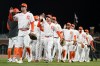 San Francisco Giants celebrate after the team's win ovr the Philadelphia Phillies in a baseball game in San Francisco, Tuesday, May 16, 2023. (AP Photo/Jeff Chiu)