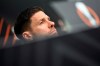 Leverkusen's head coach Xabier Alonso attends a press conference in Leverkusen, Germany, May 17, 2023. German team Bayer 04 Leverkusen will face Italian team AS Roma for a second leg Europa League semifinal soccer match on Thursday, May 18, 2023. (Federico Gambarini/dpa via AP)
