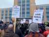 Hundreds of crab fishers protested this year's prices on the steps of the Newfoundland and Labrador legislature on Monday, April 17, 2023.THE CANADIAN PRESS/Sarah Smellie