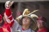 Los Angeles Angels designated hitter Shohei Ohtani celebrates in the dugout after hitting a home run against the Baltimore Orioles during the first inning of a baseball game at Oriole Park at Camden Yards, Thursday, May 18, 2023, in Baltimore. (AP Photo/Jess Rapfogel)