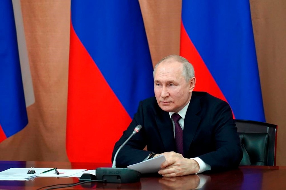Russian President Vladimir Putin chairs a meeting of the Council on Interethnic Relations, in Pyatigorsk, South of Russia, Friday, May 19, 2023. (Tatiana Barybina, Sputnik, Kremlin Pool Photo via AP)