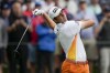 Viktor Hovland, of Norway, watches his tee shot on the 14th hole during the second round of the PGA Championship golf tournament at Oak Hill Country Club on Friday, May 19, 2023, in Pittsford, N.Y. (AP Photo/Seth Wenig)