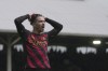 Manchester City's Jack Grealish reacts after seeing his shot on goal hit the post during the English Premier League soccer match between Fulham and Manchester City at Craven Cottage in London, Sunday, April 30, 2023. (AP Photo/Kin Cheung)