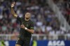 PSG's Kylian Mbappe celebrates after scoring his side's second goal during the French League One soccer match between Auxerre and Paris Saint Germain, at the Abbe Deschamps stadium in Auxerre, central France, Sunday, May 21, 2023. (AP Photo/Thibault Camus)