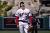 Los Angeles Angels starting pitcher Shohei Ohtani reacts after hitting Minnesota Twins' Ryan Jeffers with a pitch during the fifth inning of a baseball game Sunday, May 21, 2023, in Anaheim, Calif. (AP Photo/Mark J. Terrill)
