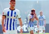Hertha's goal scorer Lucas Tousart, center, and his teammates Florian Niederlechner, left, and Marton Dardai, right, react after the German Bundesliga soccer match between Hertha BSC Berlin and VfL Bochum in Berlin, Germany, Saturday, May 20, 2023. It had been expected but Hertha Berlin’s relegation from the Bundesliga was a shock when it came. The “Old Lady” was winning deep into injury time against Bochum when Keven Schlotterbeck scored the goal that sent Hertha down to the second division on Saturday. (Soeren Stache/dpa via AP)