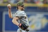Milwaukee Brewers starting pitcher Eric Lauer delivers to the Tampa Bay Rays during the first inning of a baseball game Saturday, May 20, 2023, in St. Petersburg, Fla. (AP Photo/Chris O'Meara)