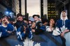 Toronto Maple Leafs fans react as they gather in Maple Leaf Square to watch second round NHL Stanley Cup playoff hockey action against the Florida Panthers in Toronto, on Wednesday, May 10, 2023. THE CANADIAN PRESS/Christopher Katsarov