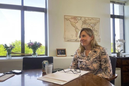 Minnesota Democratic House Speaker Melissa Hortman, of Brooklyn Park, speaks with The Associated Press during an interview at her office in St. Paul, Minn., on Tuesday, May 23, 2023. Hortman said Democrats came into the session with seven big issues that the had developed over the previous three election cycles: education, health care, any economy that works for everyone, climate action, reproductive freedom, preventing gun violence and protecting democracy. When they won the 
