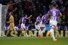 Valladolid's Cyle Larin celebrates after scoring his side second goal on a penalty kick during Spanish La Liga soccer match between Valladolid and FC Barcelona at the Jose Zorrilla stadium in Valladolid, Spain, Tuesday, May 23, 2023. THGE CANADIAN PRESS/AP-Manu Fernandez
