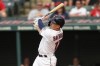 Cleveland Guardians' Will Brennan watches his home run against the Chicago White Sox during the third inning of a baseball game Tuesday, May 23, 2023, in Cleveland. (AP Photo/Sue Ogrocki)