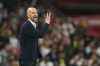 Manchester United's head coach Erik ten Hag reacts during the English Premier League soccer match between Manchester United and Chelsea at the Old Trafford stadium in Manchester, England, Thursday, May 25, 2023. (AP Photo/Dave Thompson)
