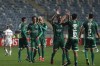 Chile's Audax Italiano players celebrate at the end of a Copa Sudamericana Group E soccer match against Brazil's Santos at El Teniente stadium in Rancagua, Chile, Wednesday, May 24, 2023. (AP Photo/Luis Hidalgo)