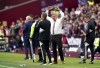 Leeds United manager Sam Allardyce reacts, during the English Premier League soccer match between West Ham United and Leeds United, at the London Stadium, in London, Sunday May 21, 2023. (John Walton/PA via AP)