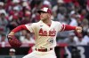 Los Angeles Angels starting pitcher Reid Detmers throws to the plate during the second inning of a baseball game against the Miami Marlins Friday, May 26, 2023, in Anaheim, Calif. (AP Photo/Mark J. Terrill)