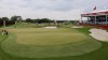 The group of K.J. Choi, Steve Stricker and Mark Hensby ready themselves to putt on the 18th hole during the first round of the Senior PGA Championship golf tournament at Fields Ranch East in Frisco, Texas, Thursday, May 25, 2023. (Elías Valverde II/The Dallas Morning News via AP)