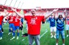 Heidenheim's head coach Frank Schmidt celebrates winning the first 2. Bundesliga soccer championship after the match against Jahn Regensburg in Regensburg, Germany, Sunday, May 28, 2023. (Tom Weller/dpa via AP)